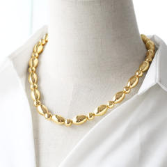 18K gold plated unique ball bead copper choker necklace bracelet set