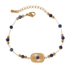 Boho hot sale colorful natural stone bead stainless steel necklace set