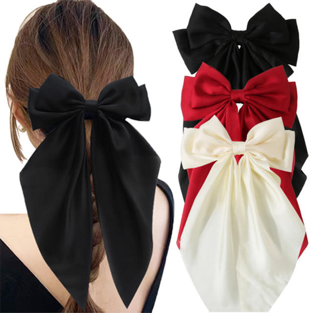 36cm plain color big bow french barrette hair clips french barrette hair clips