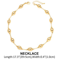 18K gold plated copper ball bead choker necklace bracelet set