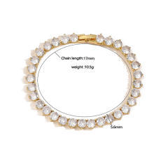 Delicate tennis chain diamond boy girl pendant copper necklace bracelet set