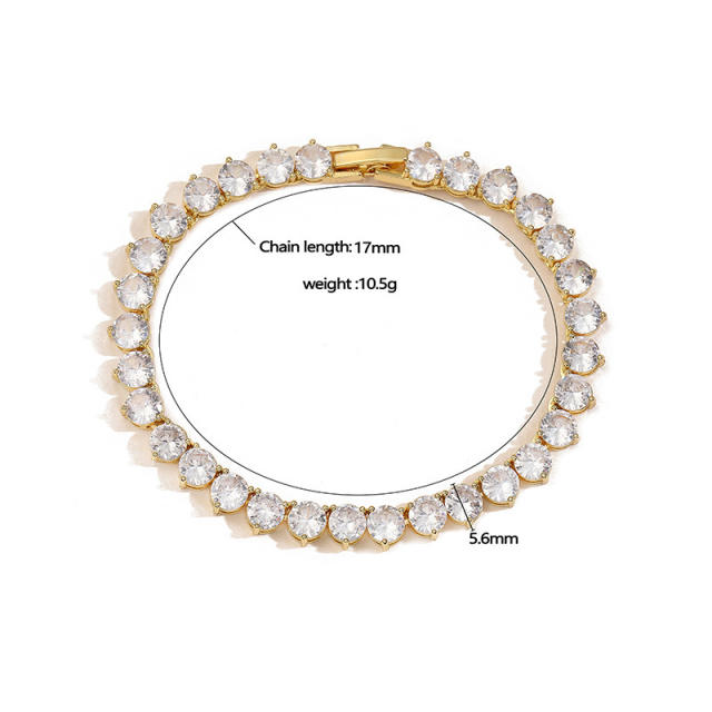 Delicate tennis chain diamond boy girl pendant copper necklace bracelet set