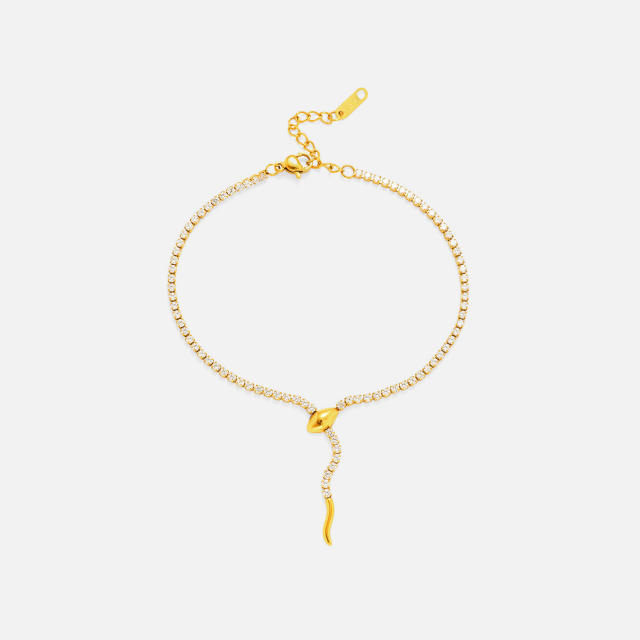 18KG vintage snake shape stainless steel anklet bracelet set