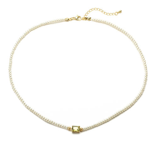 Elegant colorful crystal pearl beaded choker necklace gold plated copper necklace