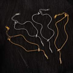 18KG vintage snake shape stainless steel anklet bracelet set