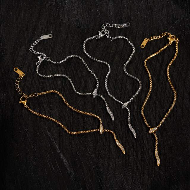 18KG vintage snake shape stainless steel anklet bracelet set