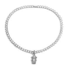 Delicate tennis chain diamond boy girl pendant copper necklace bracelet set