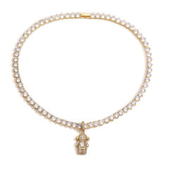 Delicate tennis chain diamond boy girl pendant copper necklace bracelet set