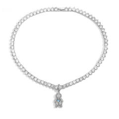 Delicate tennis chain diamond boy girl pendant copper necklace bracelet set