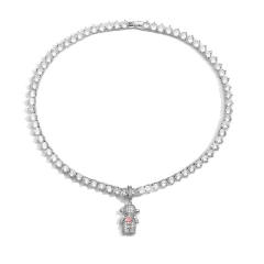 Delicate tennis chain diamond boy girl pendant copper necklace bracelet set