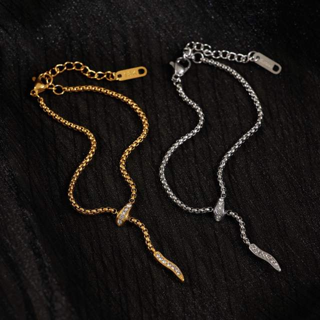 18KG vintage snake shape stainless steel anklet bracelet set