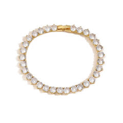 Delicate tennis chain diamond boy girl pendant copper necklace bracelet set