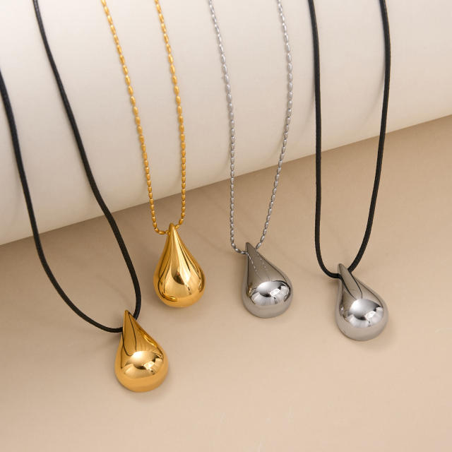 18KG chunky waterdrop pendant stainless steel pendant necklace
