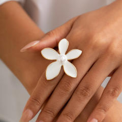 Boho white color flower starfish chunky finger rings collection