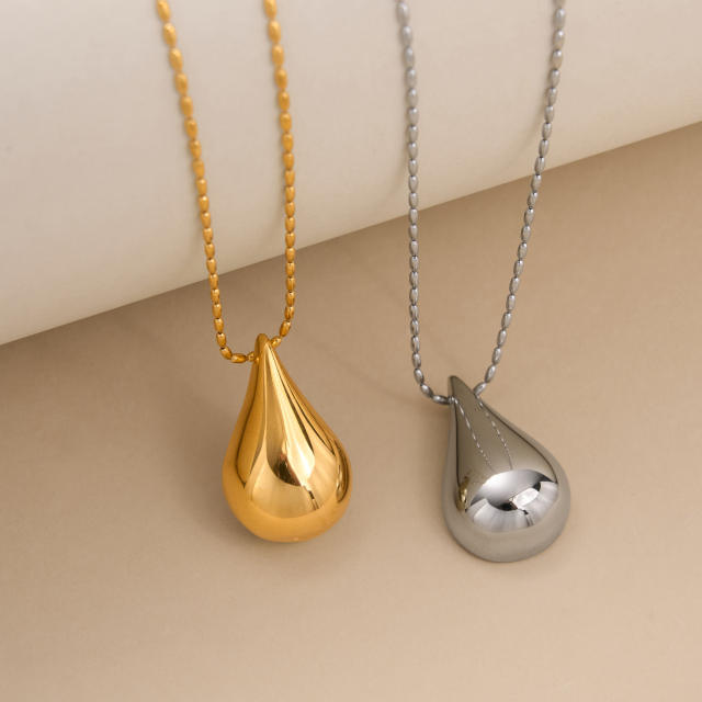 18KG chunky waterdrop pendant stainless steel pendant necklace