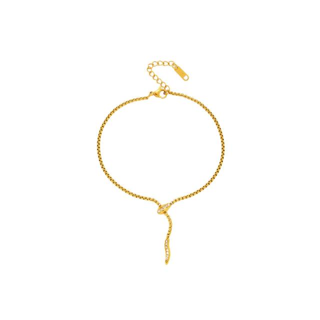 18KG vintage snake shape stainless steel anklet bracelet set