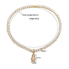 Delicate tennis chain diamond boy girl pendant copper necklace bracelet set