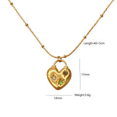Boho green color enamel evil eye heart pendant stainless steel necklace collection