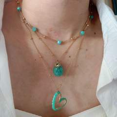 Natural stone bead green color stainless steel necklace collection