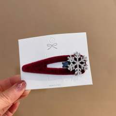 Winter velvet diamond snowflake bow hair clips snap hair clips