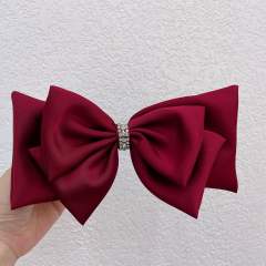 Korean fashion three layer satin bow french barrette hair clips