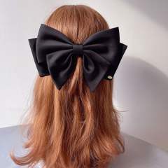 Elegant red black satin bow french barrette hair clips