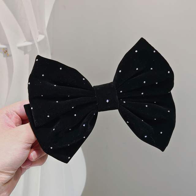 Korean fashion elegant rhinestone velvet bow hair clips french barrette hair clips