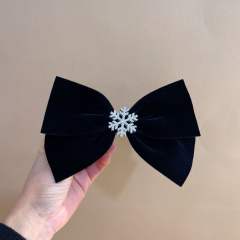 Winter velvet diamond snowflake bow hair clips snap hair clips