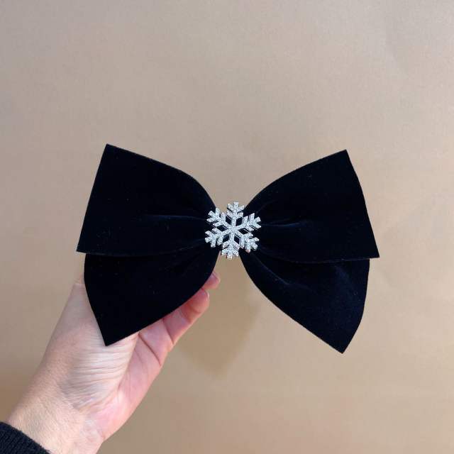 Winter velvet diamond snowflake bow hair clips snap hair clips
