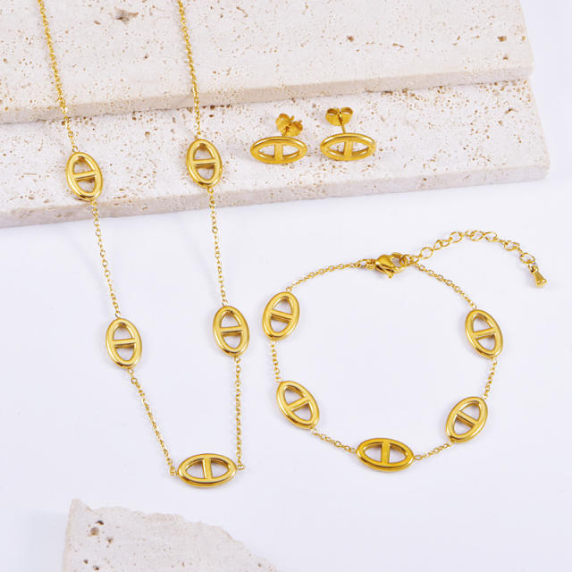 Dainty hot sale coffee bean stainless steel necklace set