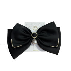 Elegant pearl bead satin bow hair clips french barrette hair clips