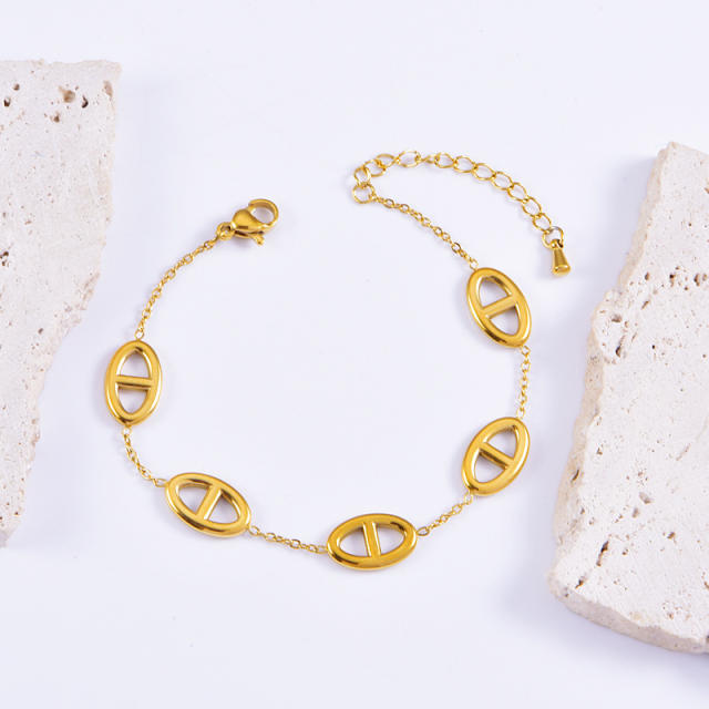 Dainty hot sale coffee bean stainless steel necklace set