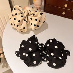 Elegant polka dots big size bow french barrette hair clips