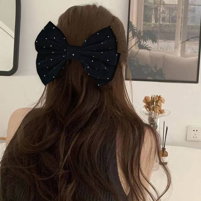 Korean fashion elegant rhinestone velvet bow hair clips french barrette hair clips