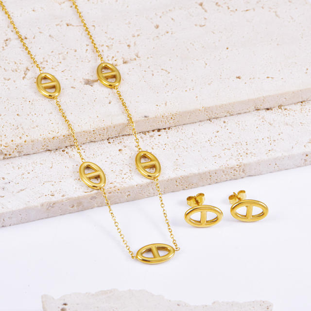 Dainty hot sale coffee bean stainless steel necklace set