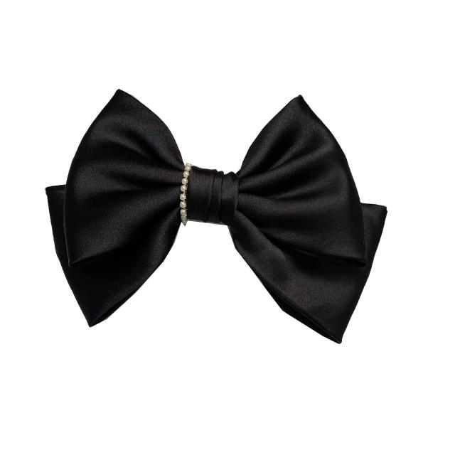 Elegant plain color satin bow french barrette hair clips