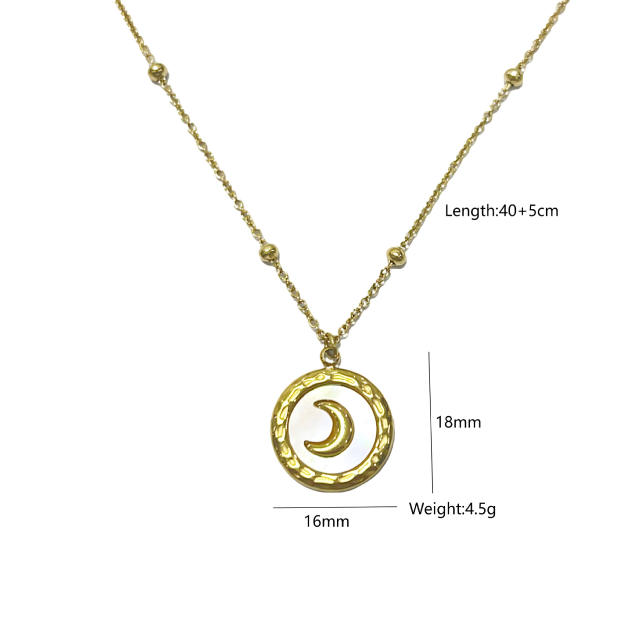 Dainty tiny moon pendant chunky pendant stainless steel necklace