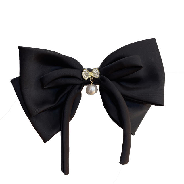 Elegant plain satin bow french barrette hair clips