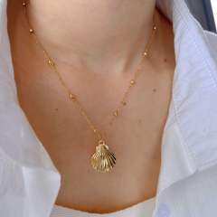 Hot ocean series shell starfish pendant stainless steel dainty necklace