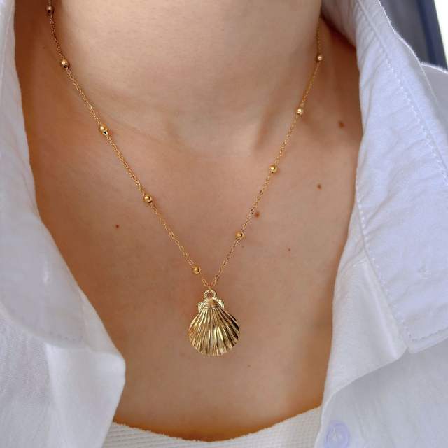 Hot ocean series shell starfish pendant stainless steel dainty necklace