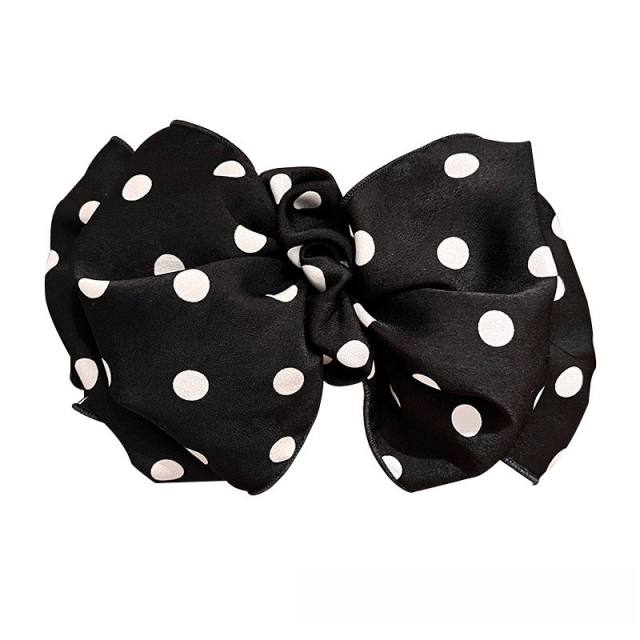 Elegant polka dots big size bow french barrette hair clips