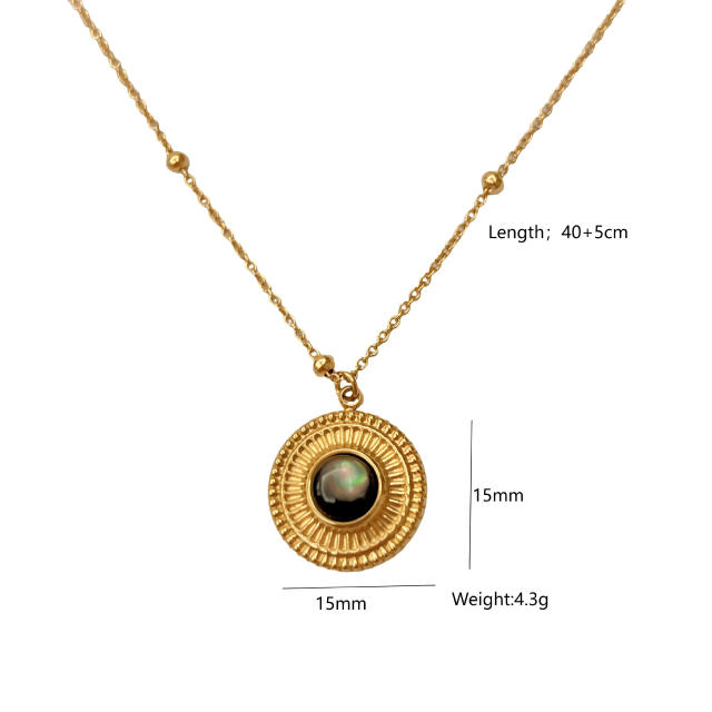 Vintage natural stone tiger eye stone bead stainless steel necklace collection dainty necklace