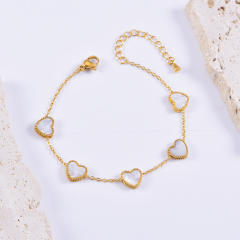 Elegant mother shell heart dainty stainless steel necklace set