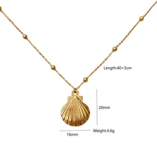 Hot ocean series shell starfish pendant stainless steel dainty necklace