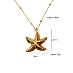 Hot ocean series shell starfish pendant stainless steel dainty necklace