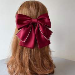 Elegant three layer plain bow french barrette hair clips