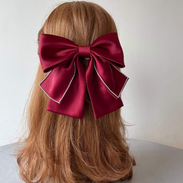 Elegant three layer plain bow french barrette hair clips