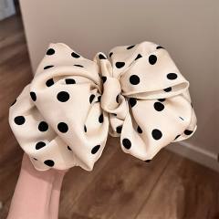 Elegant polka dots big size bow french barrette hair clips