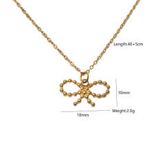 Sweet hollow bow heart stainless steel dainty necklace