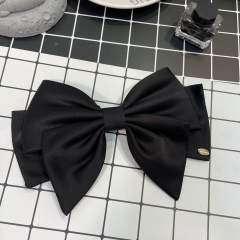Elegant red black satin bow french barrette hair clips